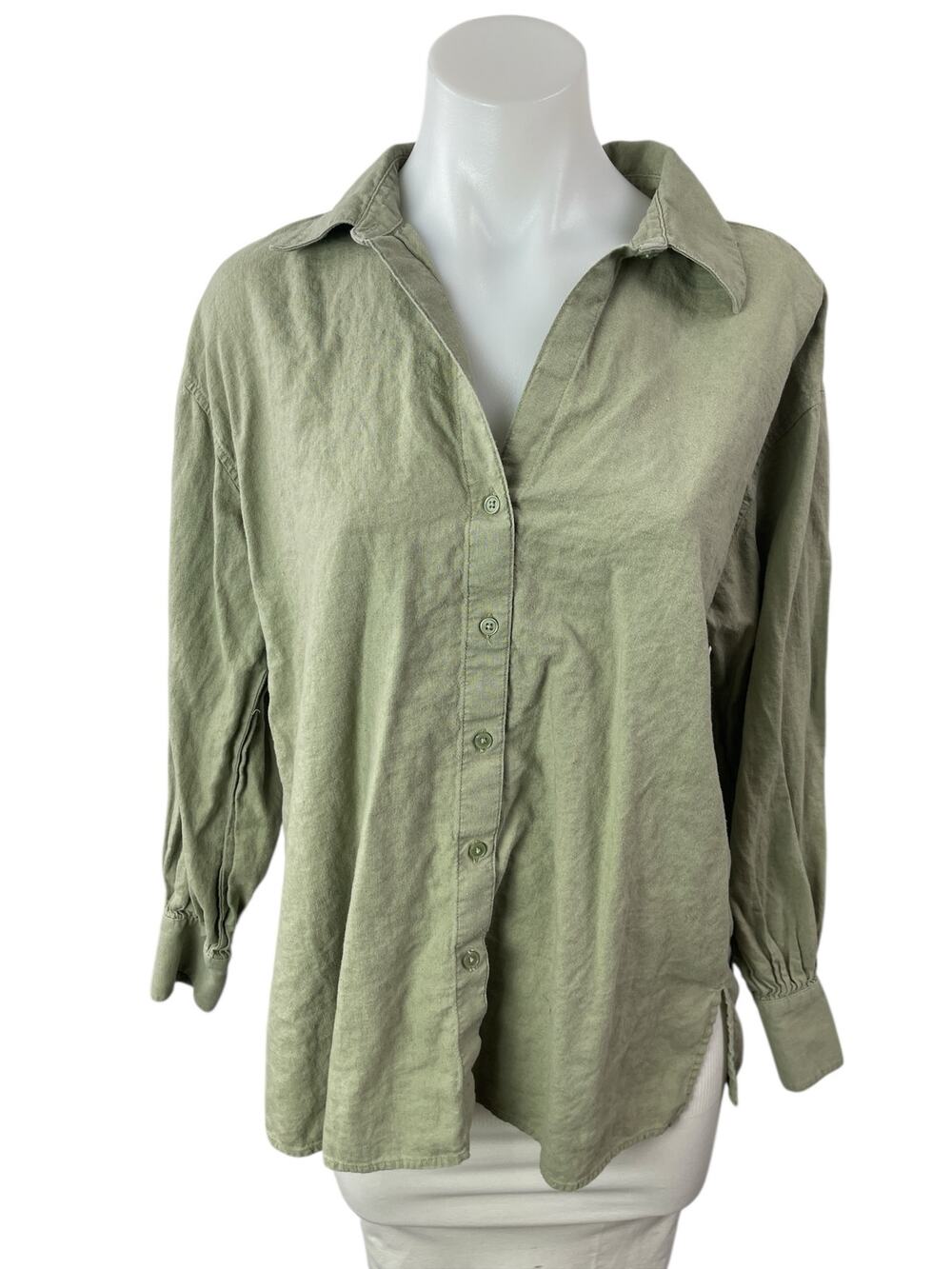 Banana Republic Women's Green Linen Long Sleeve Button Down Shirt Top Size M